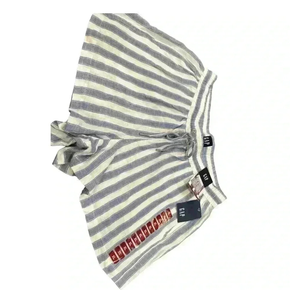 Gap Linen Blend Shorts Blue and White Striped, Size XL, NWT